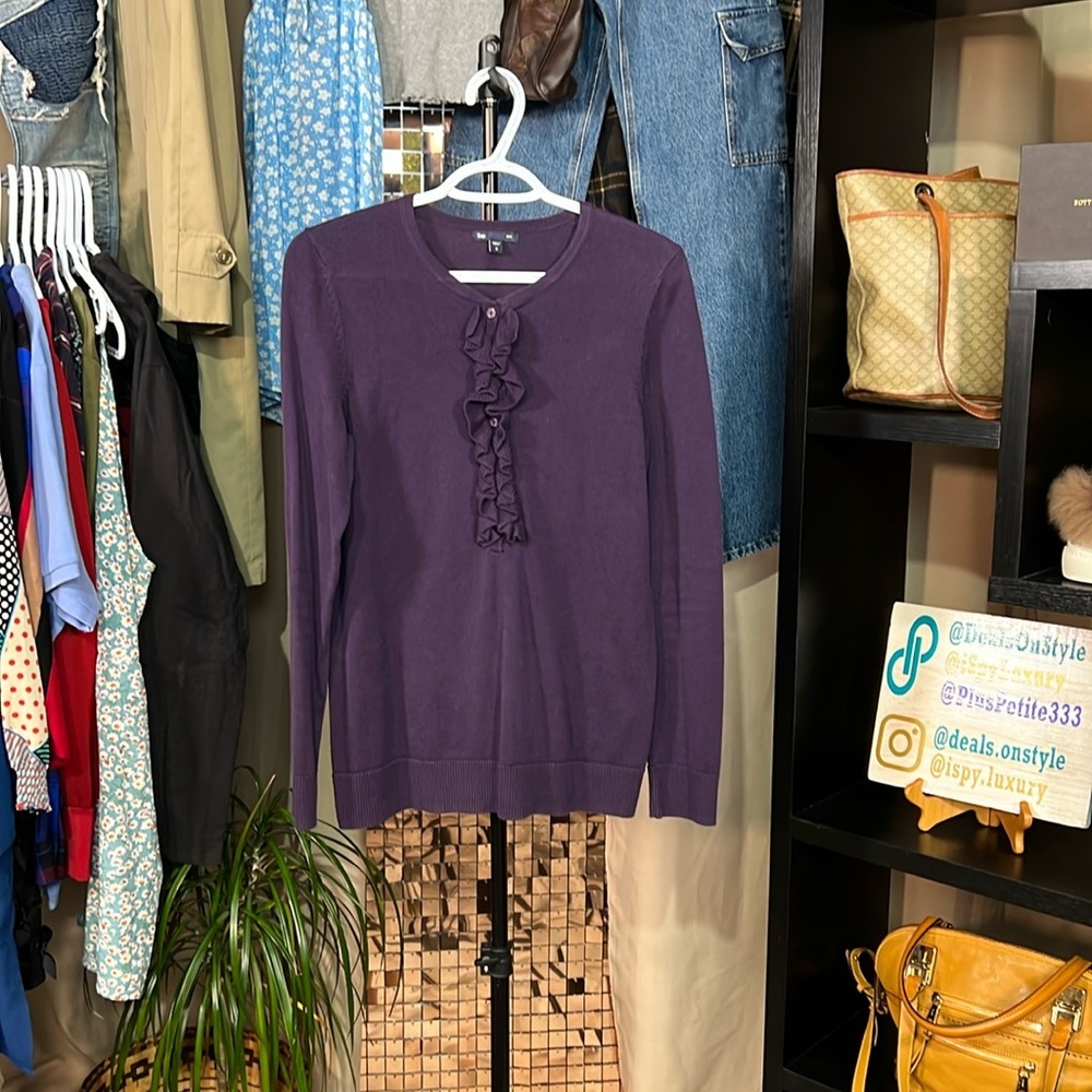 Gap Factory Purple Cardigan W Rouging Details On Bust Size Medium Cotton